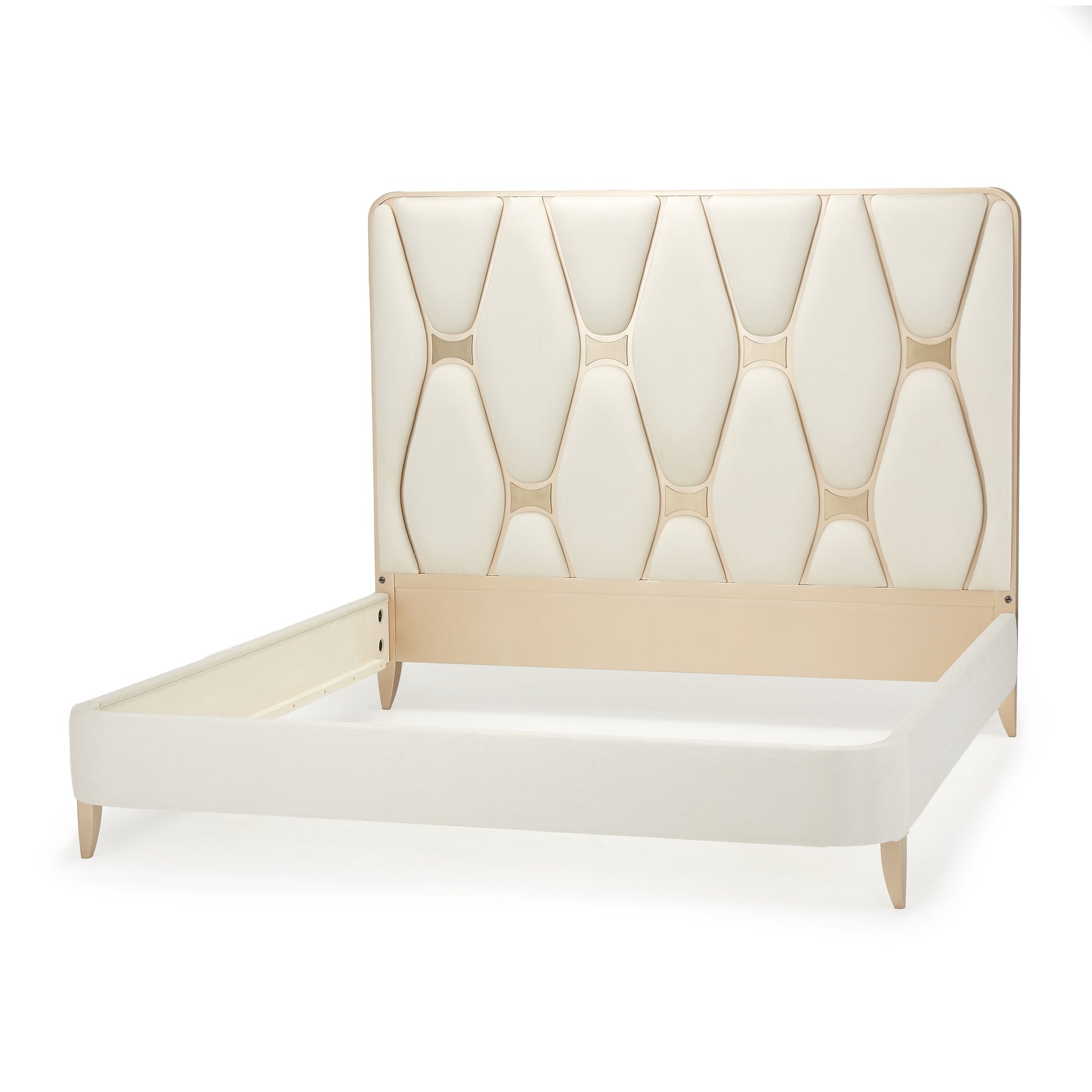 La Rachelle Medium Champagne/Champagne Upholstered Panel Bed - Ornate Home