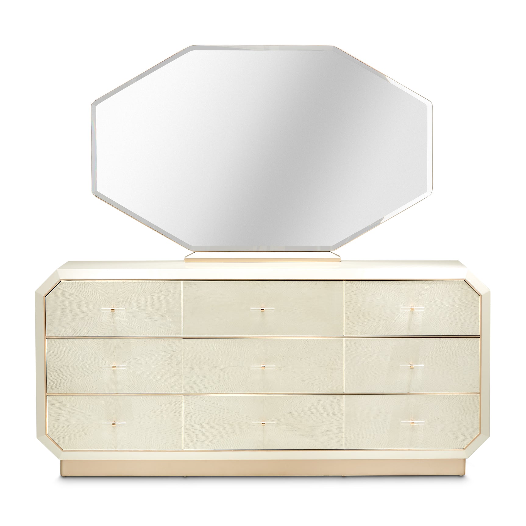 La Rachelle Medium Champagne Dresser and Mirror Set - Ornate Home