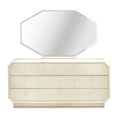 La Rachelle Medium Champagne Dresser and Mirror Set - Ornate Home