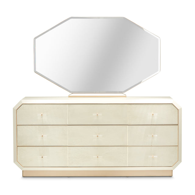La Rachelle Medium Champagne Dresser and Mirror Set - Ornate Home