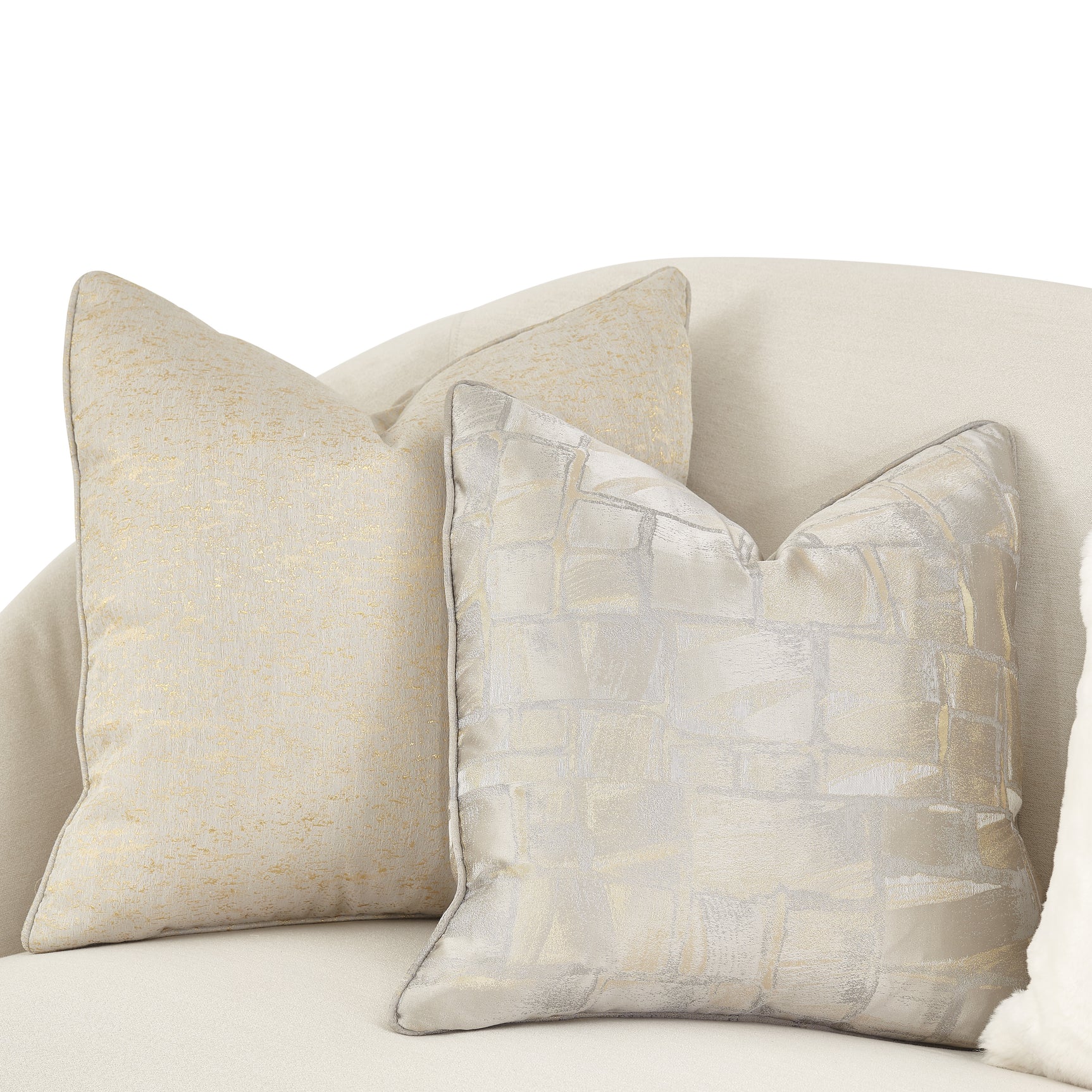 La Rachelle Medium Champagne/Icicle Sofa - Ornate Home