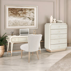 La Rachelle Medium Champagne Vanity Set with Mirror & Chair - Ornate Home