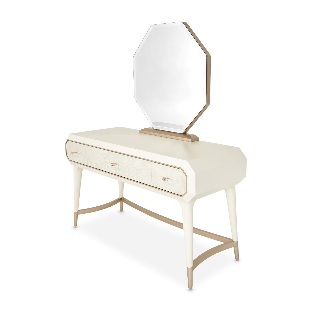 La Rachelle Medium Champagne Vanity and Mirror Set - Ornate Home
