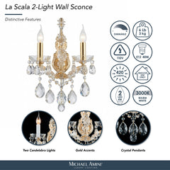 La Scala Gold Traditional Crystal Wall Sconce - Ornate Home