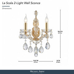 La Scala Gold Traditional Crystal Wall Sconce - Ornate Home