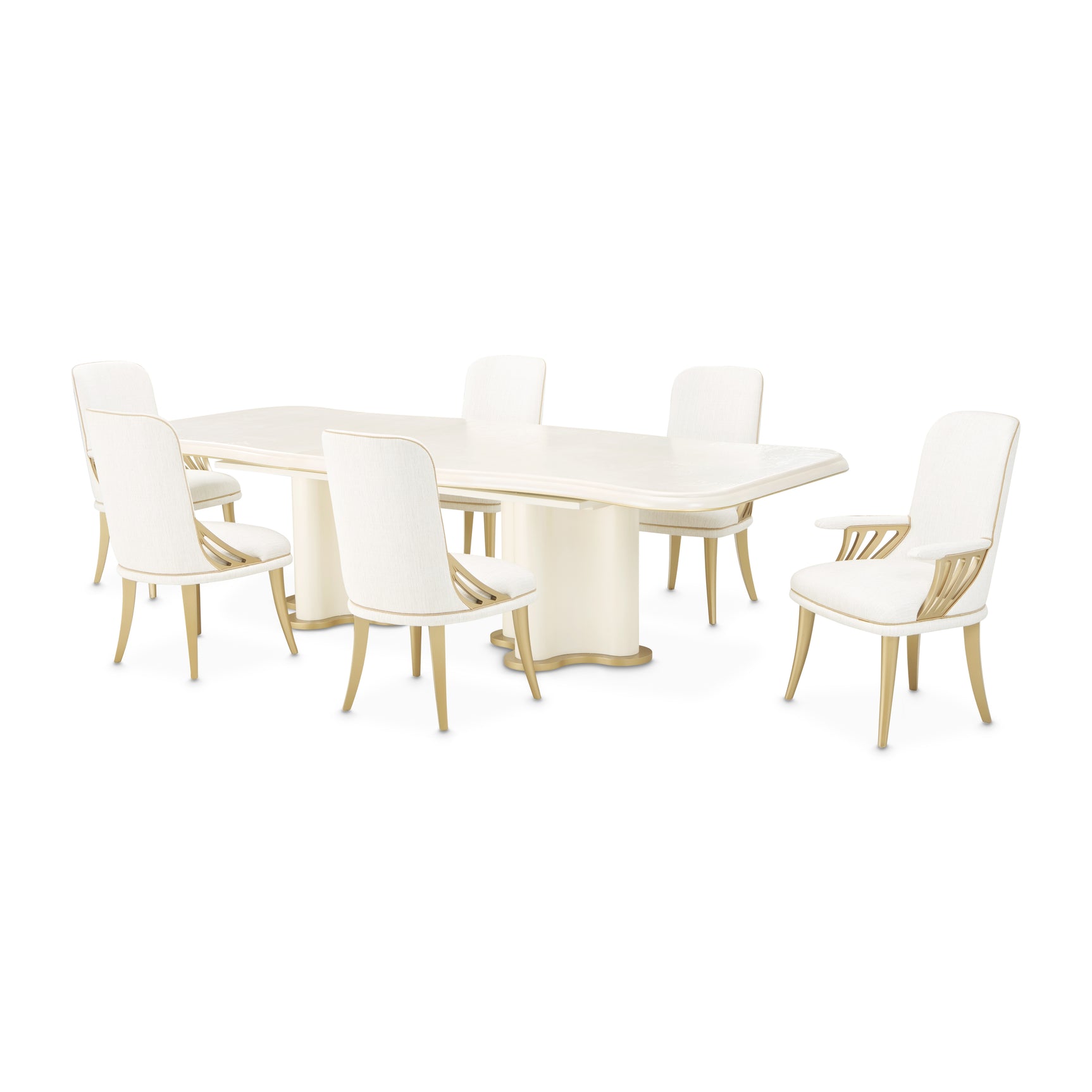 La Terrazza Creamy Pearl Double Pedestal Dining Table - Ornate Home