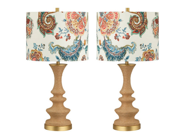 Laboheme Natural/Multicolor Table Lamp (Set of 2) - Ornate Home
