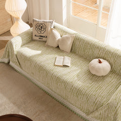 Lace Trim Pom Pom Tassel Edge Slipcover, Durable Furniture Cover for Pets Couch Sofa - Ornate Home