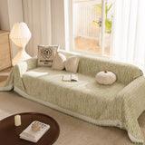 Lace Trim Pom Pom Tassel Edge Slipcover, Durable Furniture Cover for Pets Couch Sofa - Ornate Home