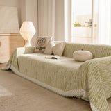 Lace Trim Pom Pom Tassel Edge Slipcover, Durable Furniture Cover for Pets Couch Sofa - Ornate Home