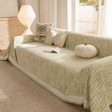 Lace Trim Pom Pom Tassel Edge Slipcover, Durable Furniture Cover for Pets Couch Sofa - Ornate Home