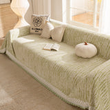 Lace Trim Pom Pom Tassel Edge Slipcover, Durable Furniture Cover for Pets Couch Sofa - Ornate Home