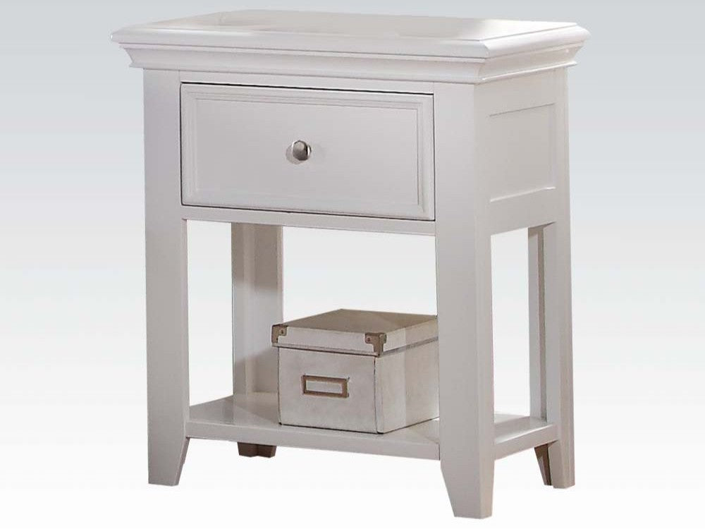 Lacey White Nightstand (1 DRAWER) - Ornate Home