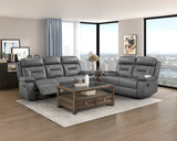 Laconia Dark Gray Double Reclining Sofa - Ornate Home