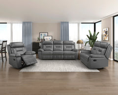 Laconia Dark Gray Double Reclining Sofa - Ornate Home