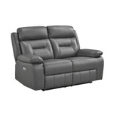 Laconia Dark Gray Power Double Reclining Loveseat - Ornate Home