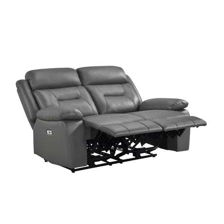 Laconia Dark Gray Power Double Reclining Loveseat - Ornate Home