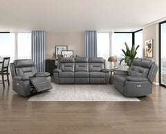 Laconia Dark Gray Power Double Reclining Loveseat - Ornate Home