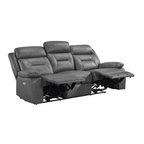 Laconia Dark Gray Power Double Reclining Sofa - Ornate Home