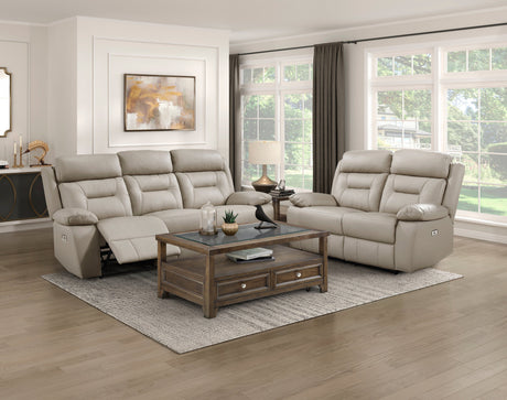 Laconia Latte Power Double Reclining Loveseat - Ornate Home