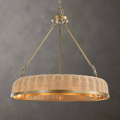 Ladakh Brass 9 Light Round Wicker Pendant - Ornate Home