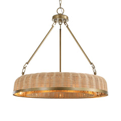 Ladakh Brass 9 Light Round Wicker Pendant - Ornate Home