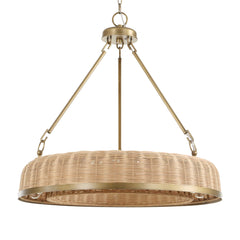 Ladakh Brass 9 Light Round Wicker Pendant - Ornate Home