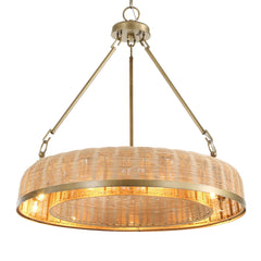Ladakh Brass 9 Light Round Wicker Pendant - Ornate Home