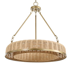 Ladakh Brass 9 Light Round Wicker Pendant - Ornate Home