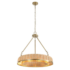 Ladakh Brass 9 Light Round Wicker Pendant - Ornate Home
