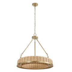 Ladakh Brass 9 Light Round Wicker Pendant - Ornate Home