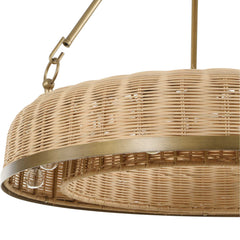 Ladakh Brass 9 Light Round Wicker Pendant - Ornate Home