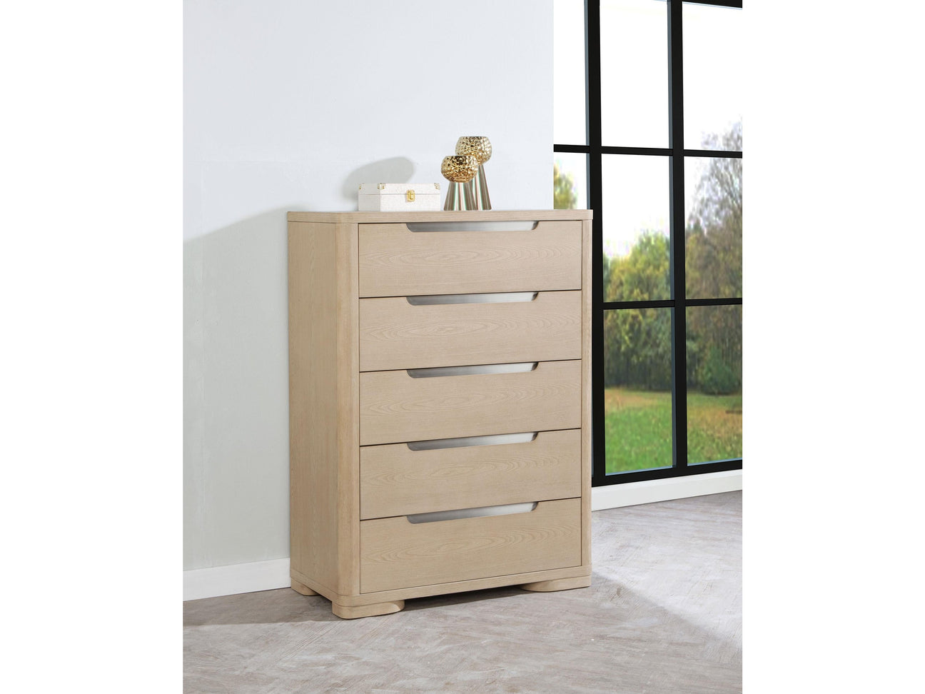 Ladera Light Elm 5-drawer Bedroom Chest of Drawers - Ornate Home