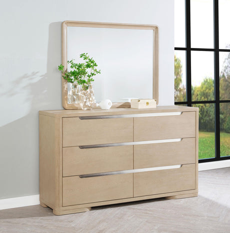 Ladera Light Elm 6-drawer Bedroom Dresser and Mirror - Ornate Home