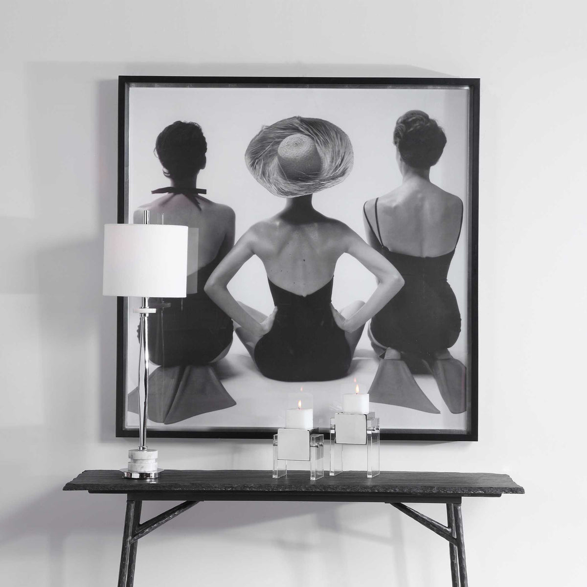 Ladies' Swimwear Black/Silver/White 1959 Fashion Print - Ornate Home