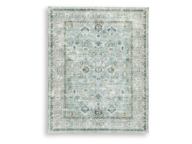 Ladstoney Teal/Beige/Ochre Memory Foam Large Rug (Online Special Price) - Ornate Home