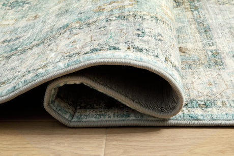 Ladstoney Teal/Beige/Ochre Memory Foam Large Rug - Ornate Home