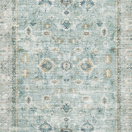 Ladstoney Teal/Beige/Ochre Memory Foam Large Rug - Ornate Home