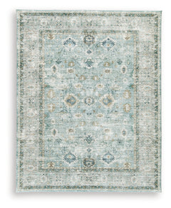 Ladstoney Teal/Beige/Ochre Memory Foam Large Rug - Ornate Home