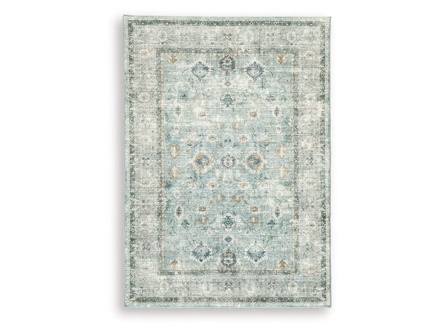 Ladstoney Teal/Beige/Ochre Memory Foam Medium Rug (Online Special Price) - Ornate Home