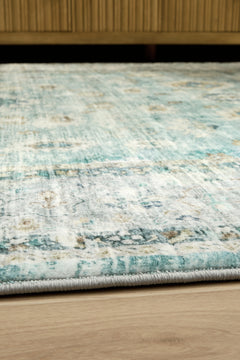 Ladstoney Teal/Beige/Ochre Memory Foam Medium Rug - Ornate Home