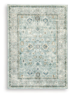 Ladstoney Teal/Beige/Ochre Memory Foam Medium Rug - Ornate Home