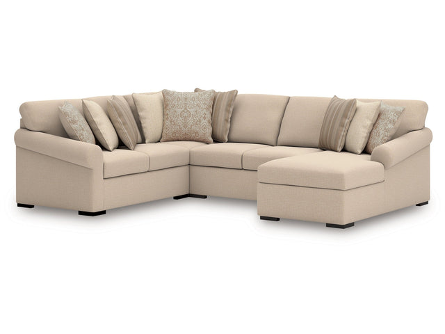 LadyMae Twill 4-Piece Sectional Right Chaise (Online Special Price) - Ornate Home