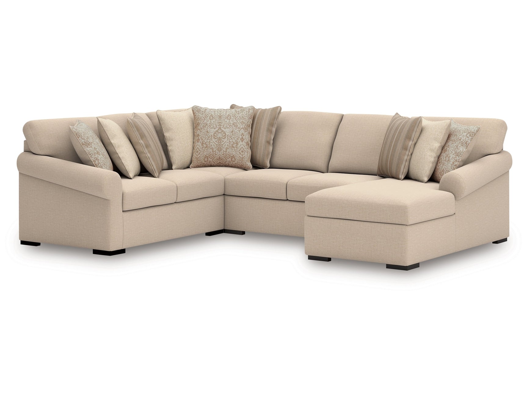 LadyMae Twill 4-Piece Sectional Right Chaise - Ornate Home