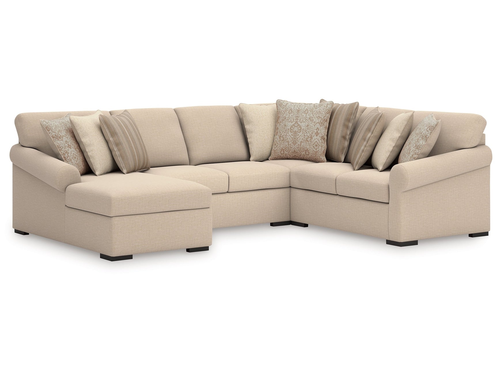 LadyMae Twill 4-Piece Sectional with Left Chaise - Ornate Home