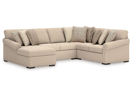 LadyMae Twill 4-Piece Sectional with Left Chaise - Ornate Home