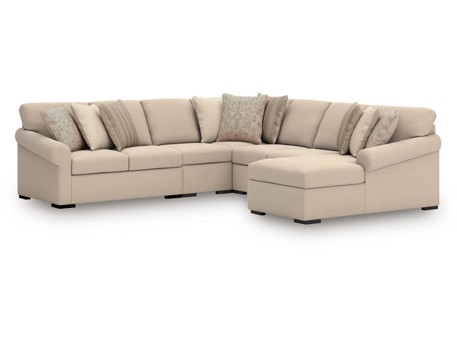 LadyMae Twill 5-Piece Sectional Right Chaise - Ornate Home