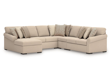 LadyMae Twill 5-Piece Sectional with Left Chaise - Ornate Home