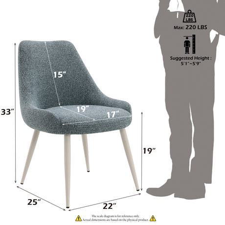 Laela Light Blue Boucle & White Side Chair (Set of 2) - Ornate Home