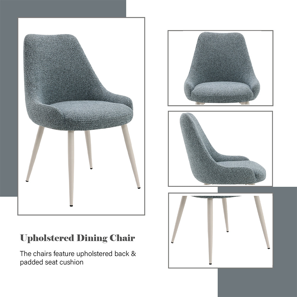 Laela Light Blue Boucle & White Side Chair (Set of 2) - Ornate Home